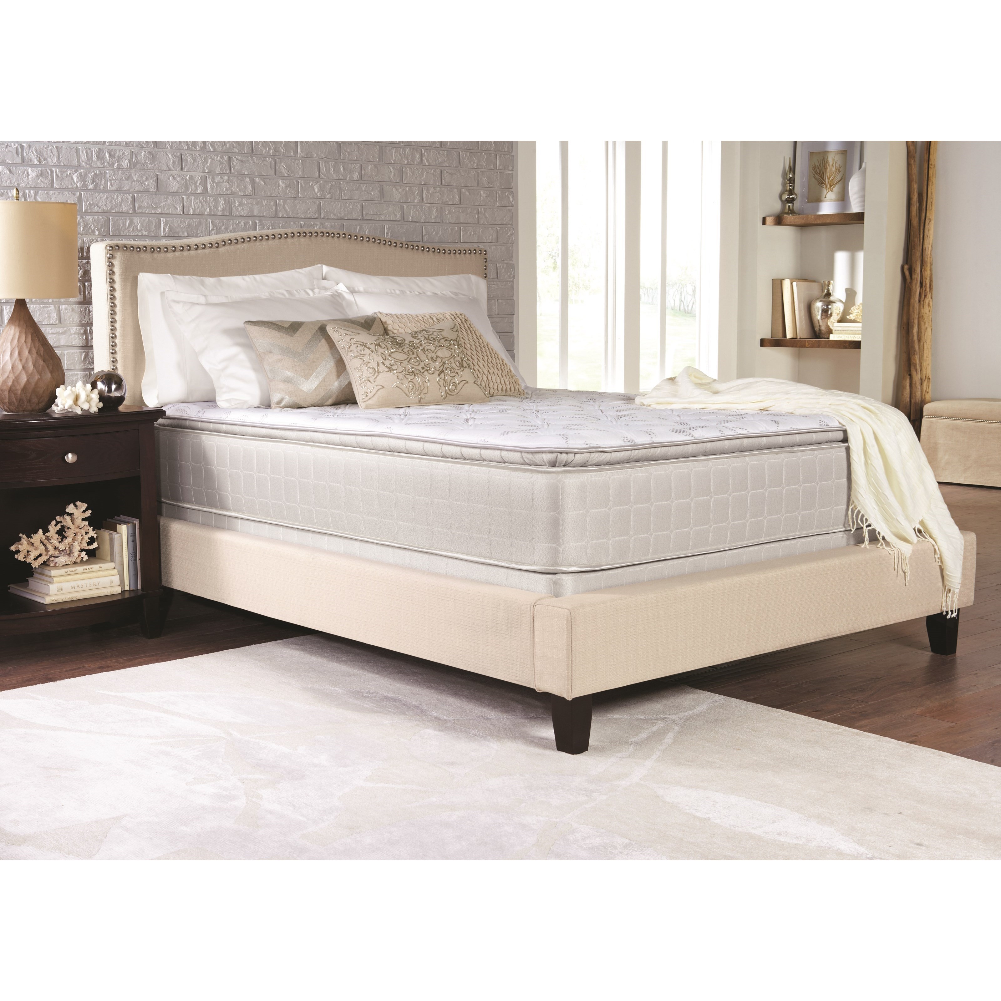 Coaster Marbella II Pillow Top 350055KW 2x350046KWS Cal King 13 Pillow Top Mattress and 9 Foundation Corner Furniture Matt Mattress